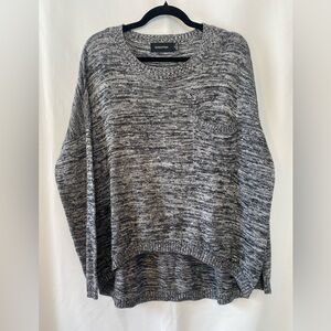 MINKPINK Cozycore Womens Marled Grey Crewneck Drop Shoulder High Low Sweater MD